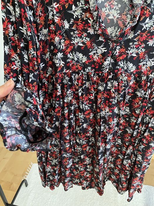 Sukienka mini Zara S36 w kwiaty chrzest komunia dekold V