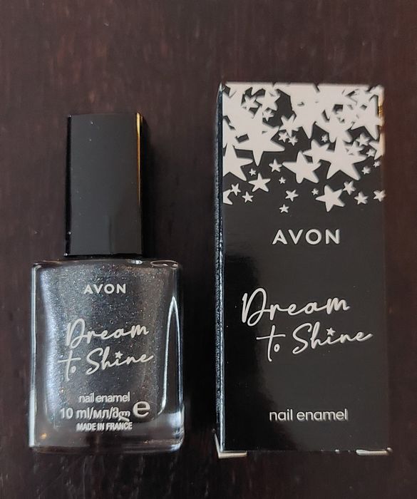 Avon Dream to Shine lakier 3D do paznokci Raven Sparkle czarny brokat