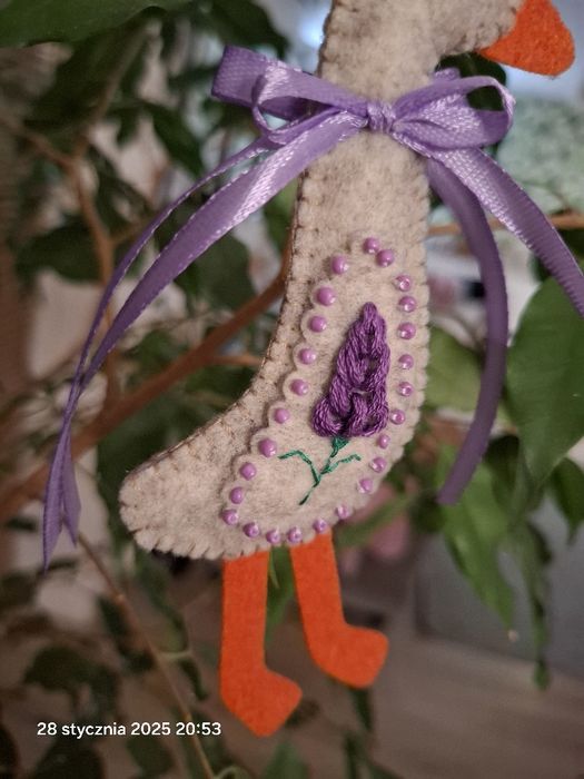 Lawendowa gęś ozdoba zawieszka gąska