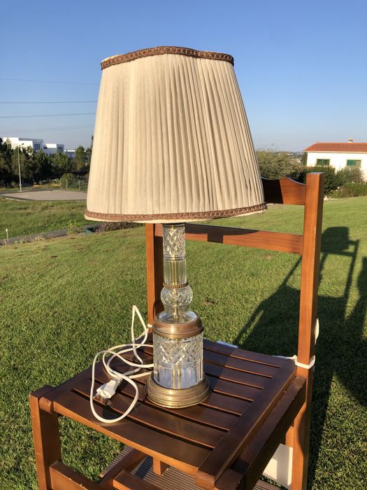 Candeeiro vintage, vidro biselado e latão