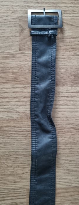 Pasek skórzany klamra ciemny szary grafit 136 cm