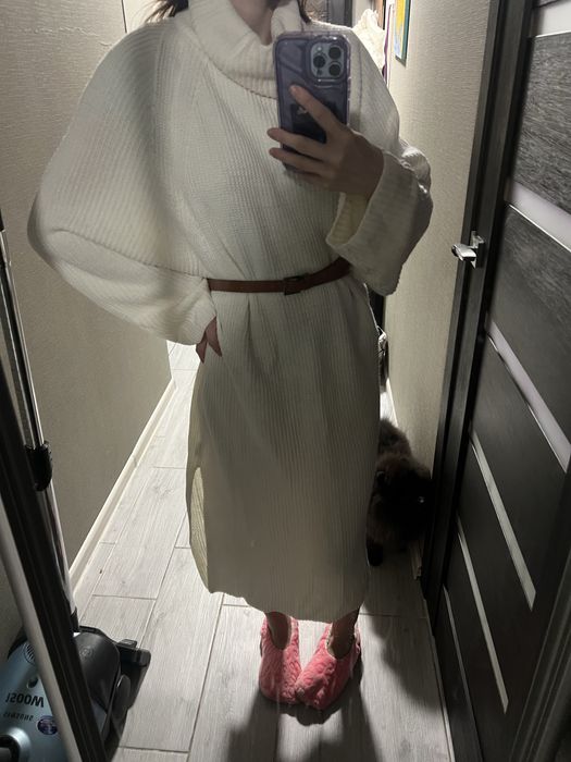 Платье вязаное белое