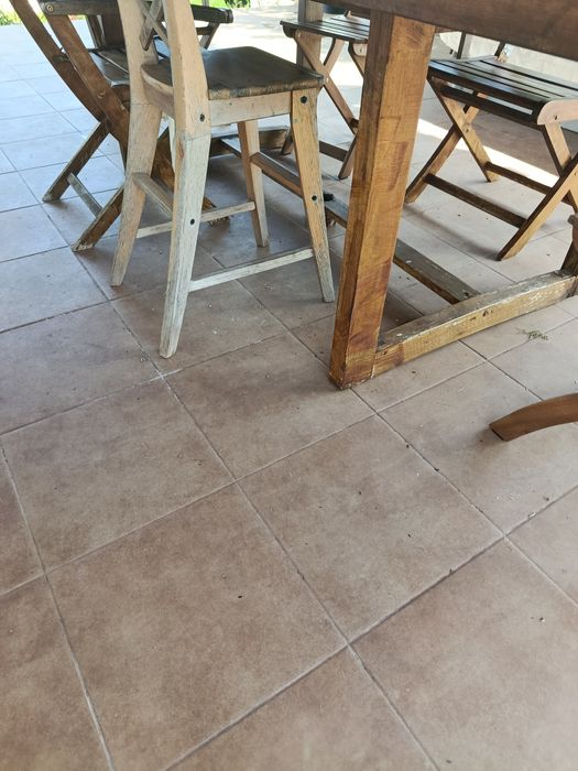 Mesa de exterior em madeira 3m com 6 cadeiras