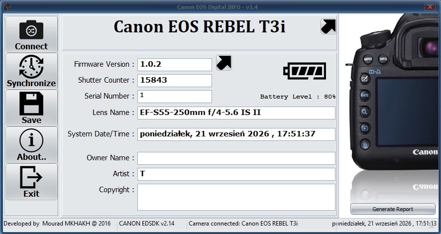 Canon Rebel T3i (600 D) + 18-55 + 4 baterie