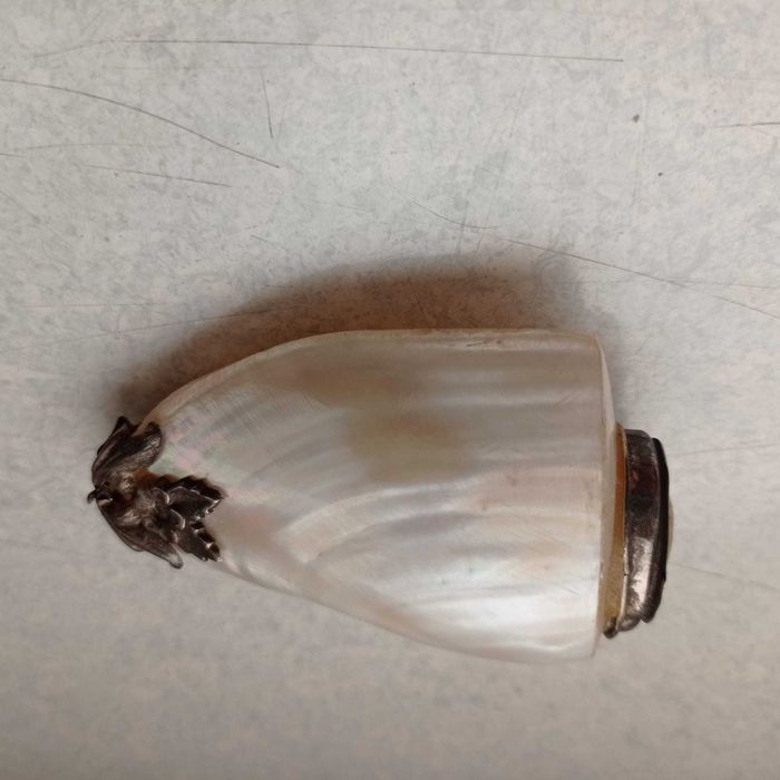 stara tabakiera wykonana z muszli, zdobiona, kobieca, VINTAGE!