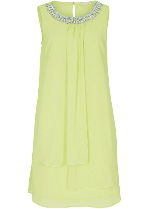 B.P.C sukienka szyfonowa z aplikacją Premium limonkowa ^40