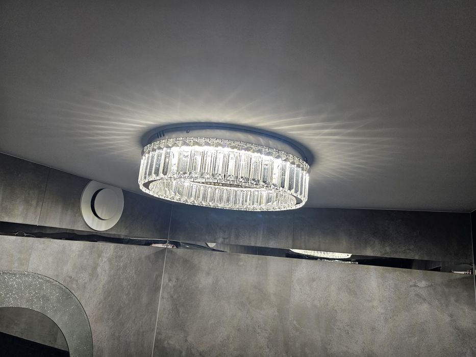 Kryształowy żyrandol LED plafon 40 cm srebrny Gdynia Redłowo • OLX.pl