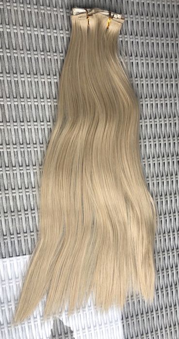 Premium Ultra włosy doczepiane, naturalny jasny blond, clip in 114.