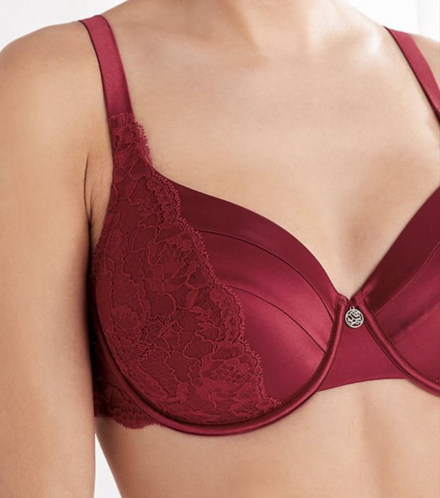 Stanik ROSIE M&S Silk & Lace lekki push-up 75B czerwony