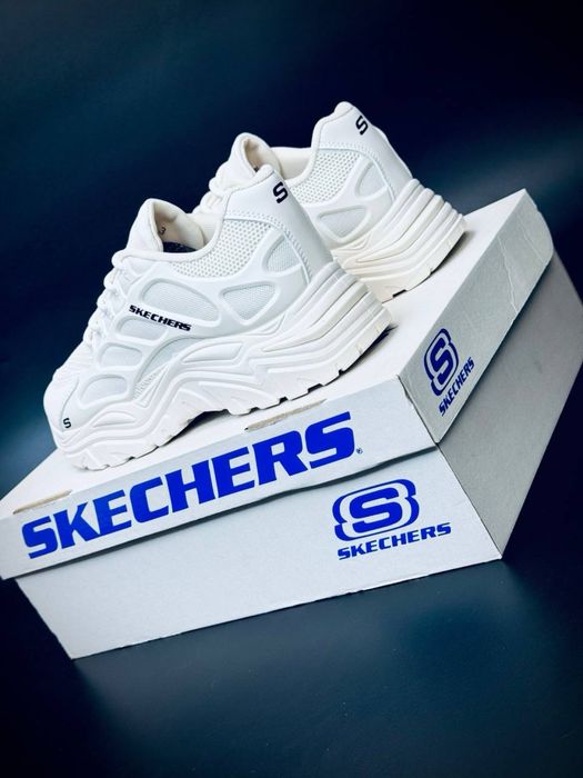 Новинка на весну • Skechers жіночі білі •шкіряні женські крослвки 2026