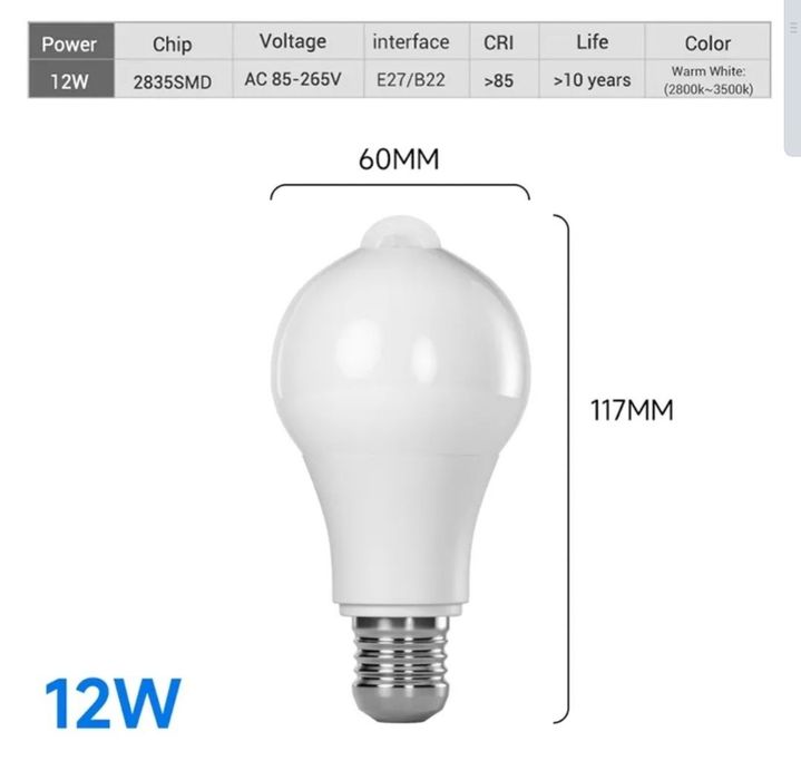 Lâmpada led inteligente detector de movimentos casa quarto apartamento