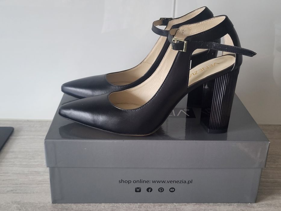 Venezia sandaly, buty damskie, czarne NOWE 39