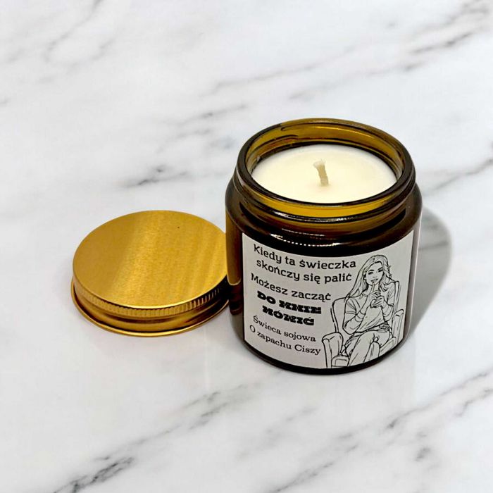 Świeca Sojowa o zapachu ciszy prezent dla przyjaciółki koleżanki