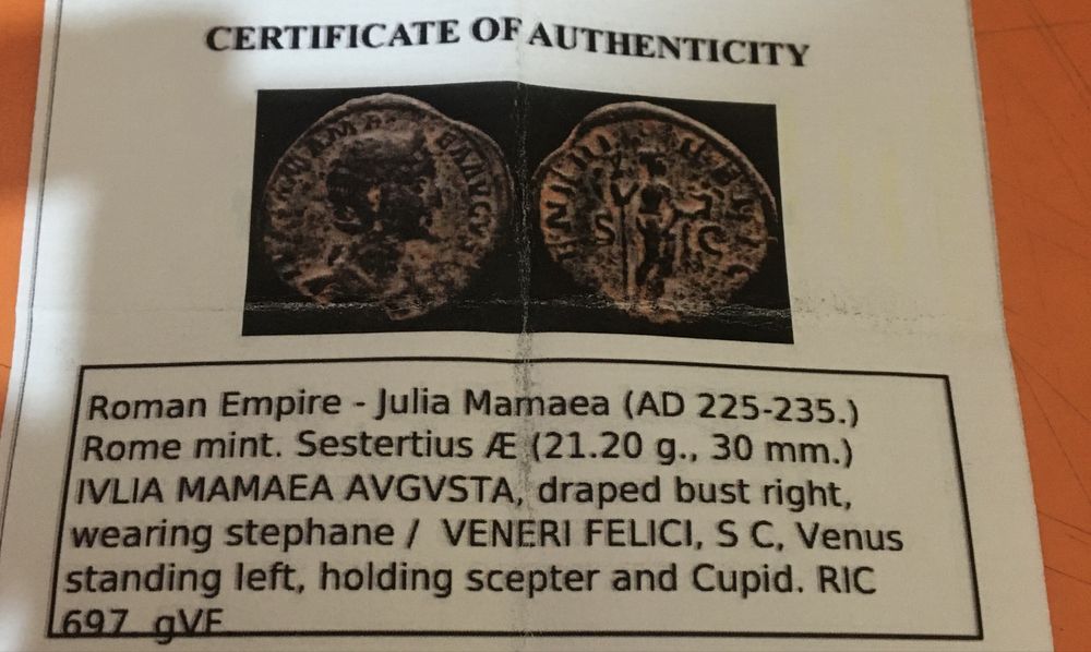 Moeda Romana Sextercio Julia Mamaea
