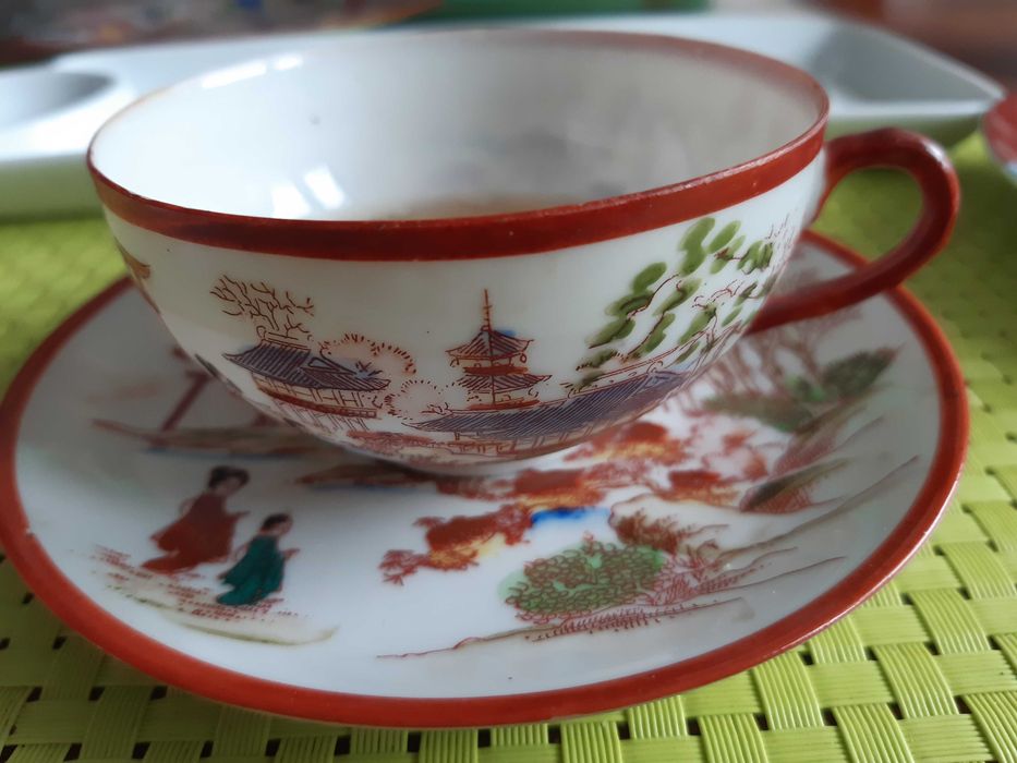 Porcelana, stara Japonia, filiżanka z podstawkiem, rzadkość