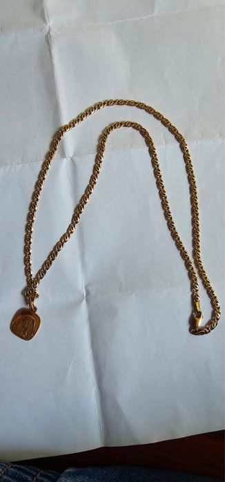 Złoty łańcuszek z zawieszką 585 14k idealnym stanie komplet 7.49gram