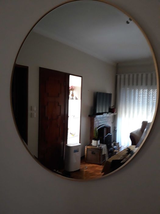 Espelho redondo dourado