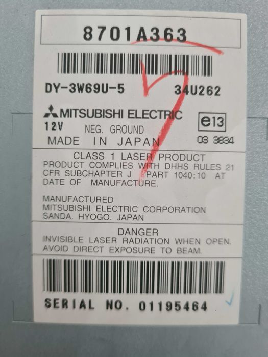 Radio Mitsubishi Lancer Outlander ASX 8701A363