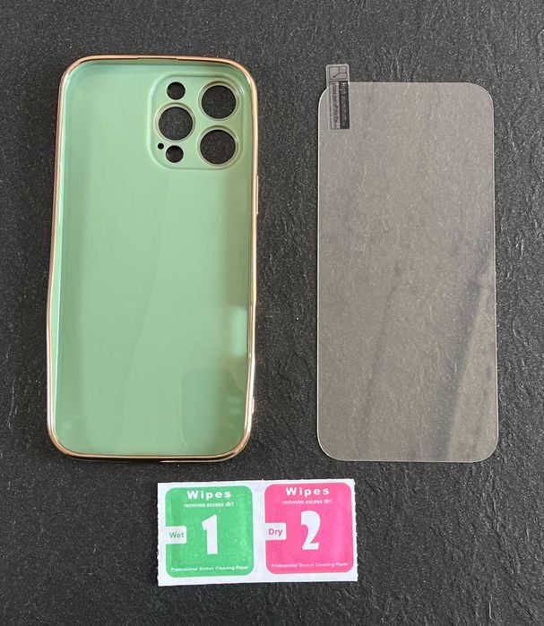 Etui plecki zielone do iPhone 16 Pro Max + 1 sztuka folii ochronnej