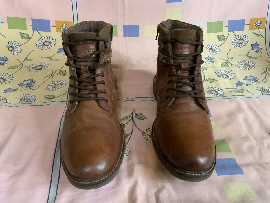 Кожаные фирменные зимние ботинки Bugatti. 45 размер, 30 см стелька