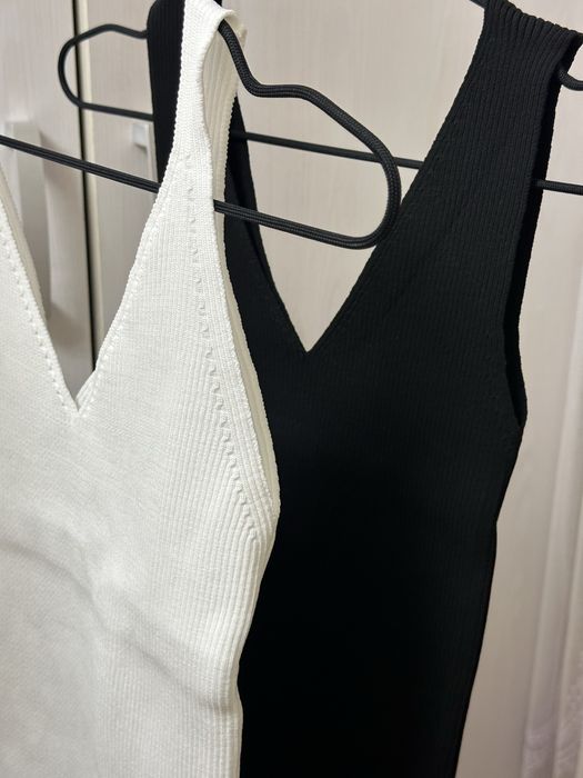 Майка в рубчик чорна/біла