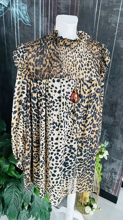 Sukienka Zara lekka pantera zwierzęcy wzór jesień S M L praca