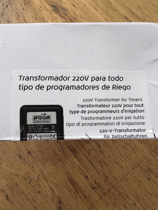 Transformador Aqua Control C1100 220V para Programador de Rega 24V