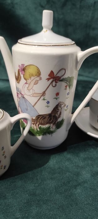 Antyczny Dziecięcy zestaw porcelany z lat 70