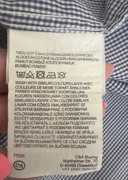Męska koszula Angelo Ritrico (C&A) rozmiar XL Biało-granatowa drobna krateczka