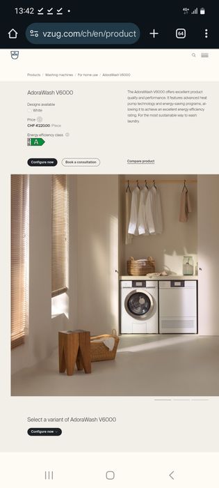 Maquina de lavar V-ZUG 8kg