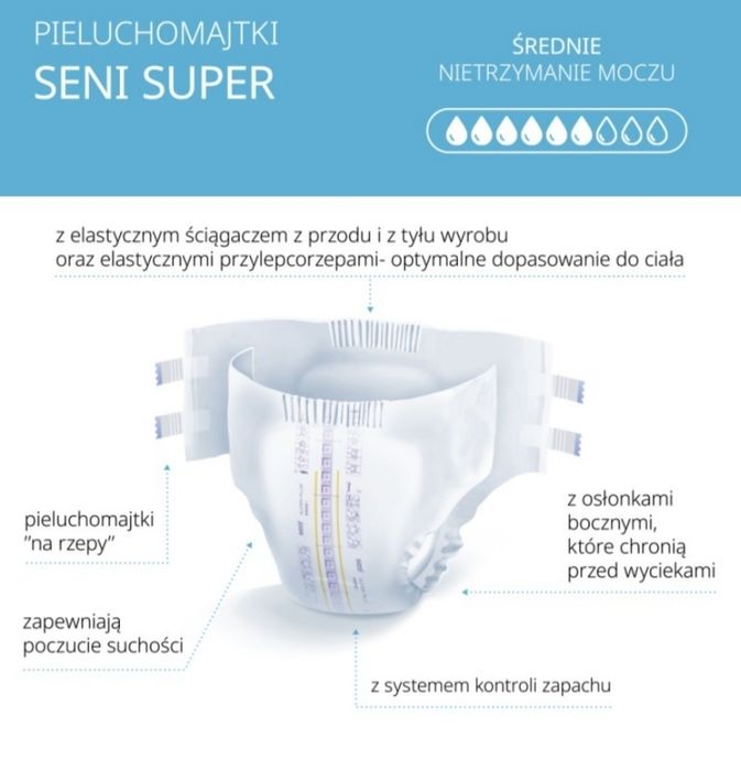 Pieluchomajtki Seni Super M 30 szt. – nowe, nieotwierane