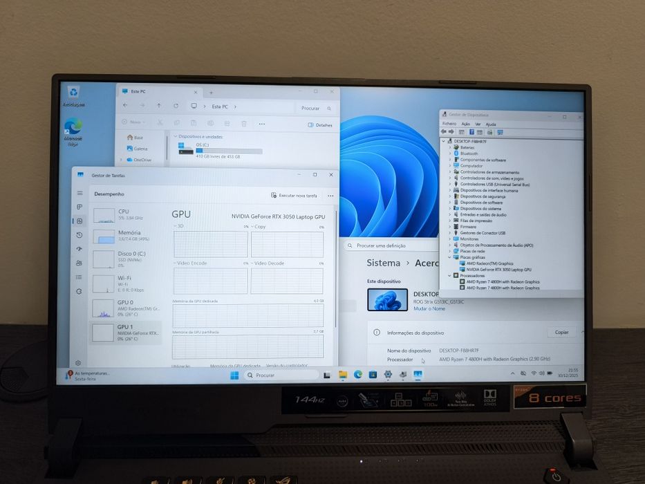 Asus Rog strik R7 3050RTX 16 Ram 512GB 3x S/ Juros