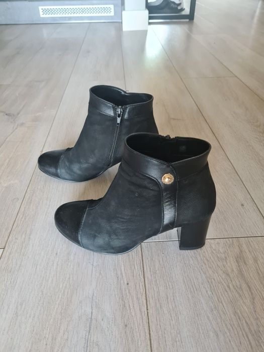 Czarne botki. Rozmiar 36. Skóra.