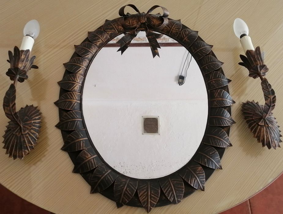 apliques de parede com espelho em latão