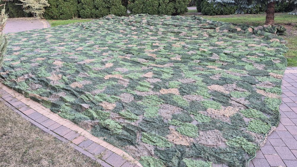 Oryginalna Siatka Maskująca Wojskowa GLONY 12x11m Stan Idealny + Pokrowiec