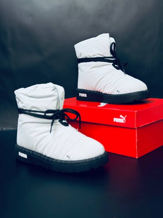 Жіночі сапоги Puma Сірі зимові термо дутики пума сноубутси на хутрі