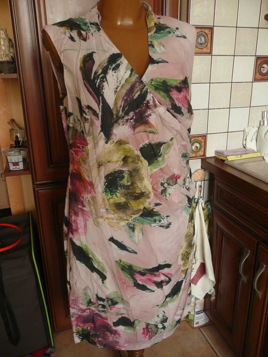 sukienka SOLAR 44 bawełna jedwab cudnie miękka pudrowy róż pastele