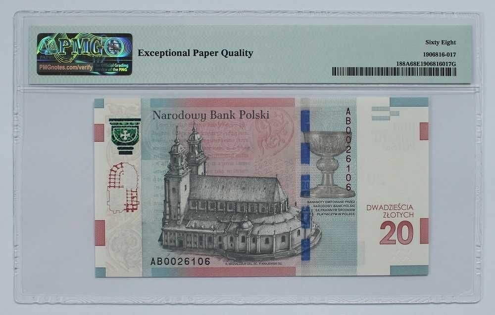 #PMG 68# Chrzest Polski 20zł 20 zł banknot grading Trójmiasto