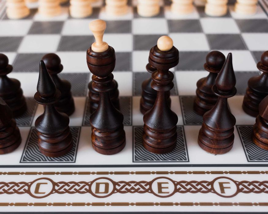 Шахматы, нарды, шашки бокс 3 в 1 подарочный, ручная работа