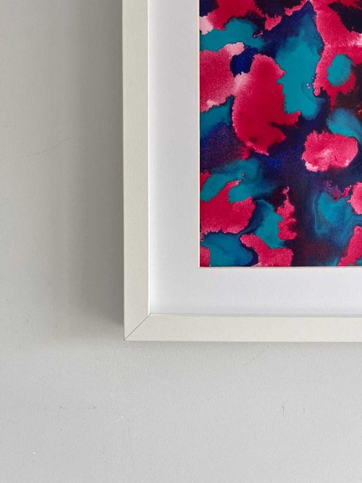 Quadro - Pintura abstrata em acrílico com moldura