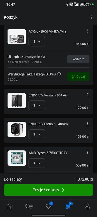 Ryzen 5 7500F + B650M + Chłodzenie + obudowa