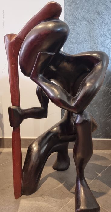 Thinker Sculpture in Black Wood