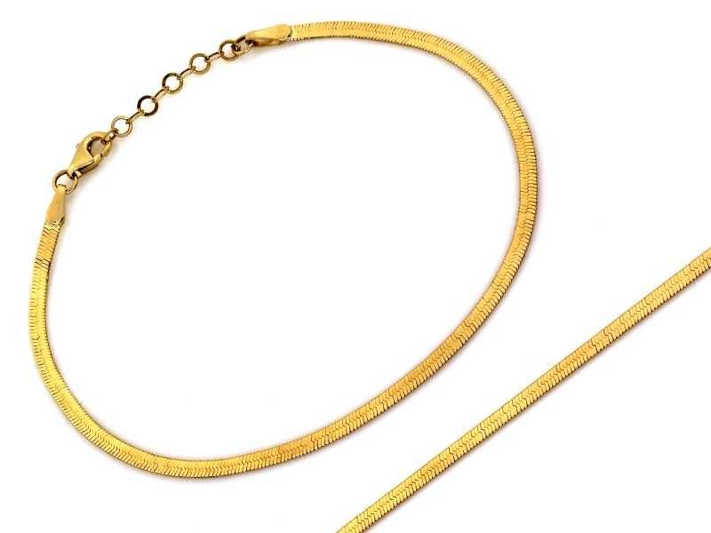 Złota bransoletka delikatna taśma płaski splot 2.8mm PR 585