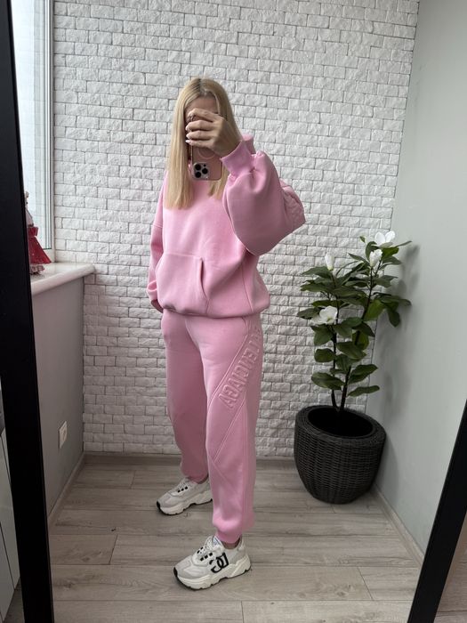 Жіночий спортивний костюм на флісі. Спортивний рожевий теплий костюм