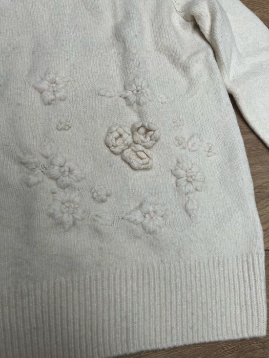Medicine kremowy ecri sweter z kwiatami 3d haft tloczenie 38/m