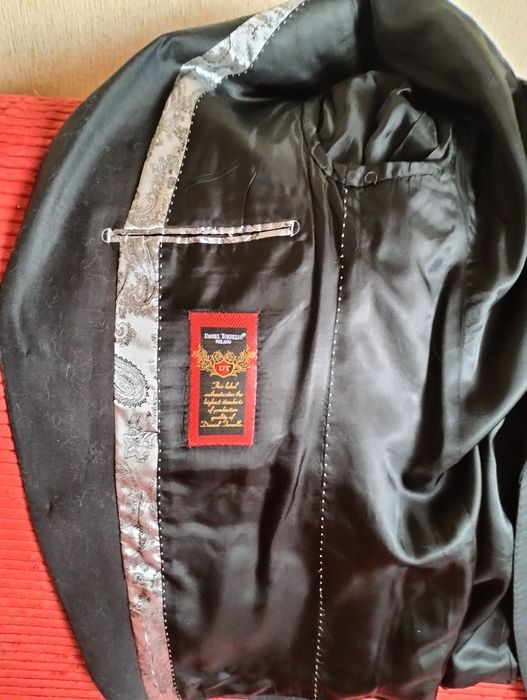 Новый итальянский черный классический мужской костюм 3ка с белой шелко