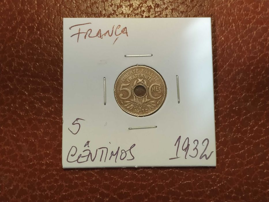 França - moeda de 5 centimes de 1932