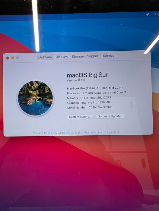 Macbook Pro (2014) 15" | 16 Gb | 256 Gb