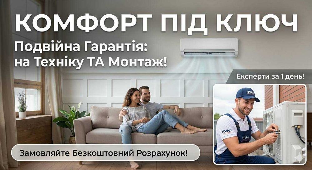 КОНДИЦІОНЕР та установка за 1 день з гарантією на чистий монтаж
