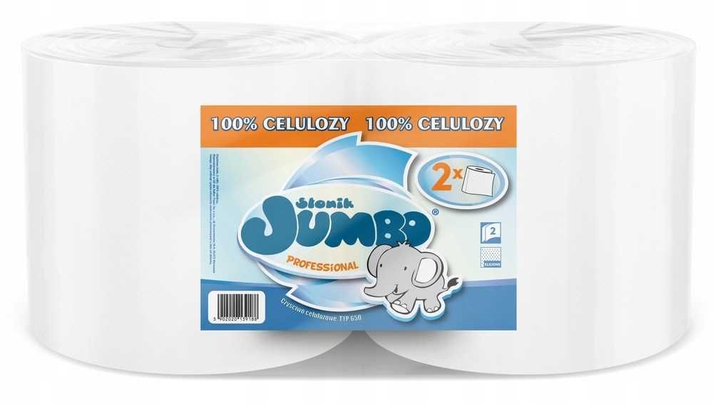 Czyściwo papierowe 2r słonik jumbo professional białe 650 list 2w - 2